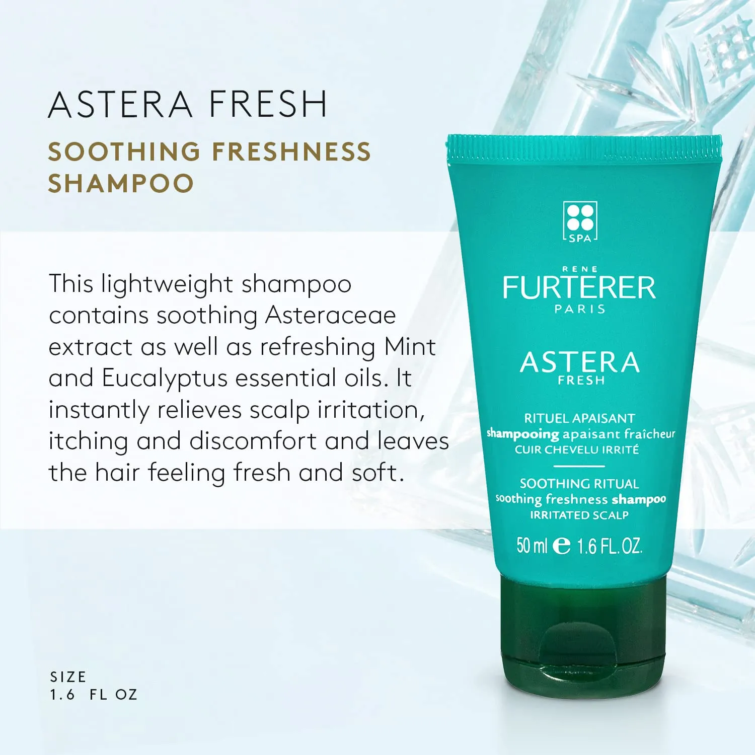 Rene Furterer ASTERA FRESH Soothing Freshness Shampoo - Relieve Sensitive Scalps - Mint & Eucalyptus - Paraben & Silicone-Free