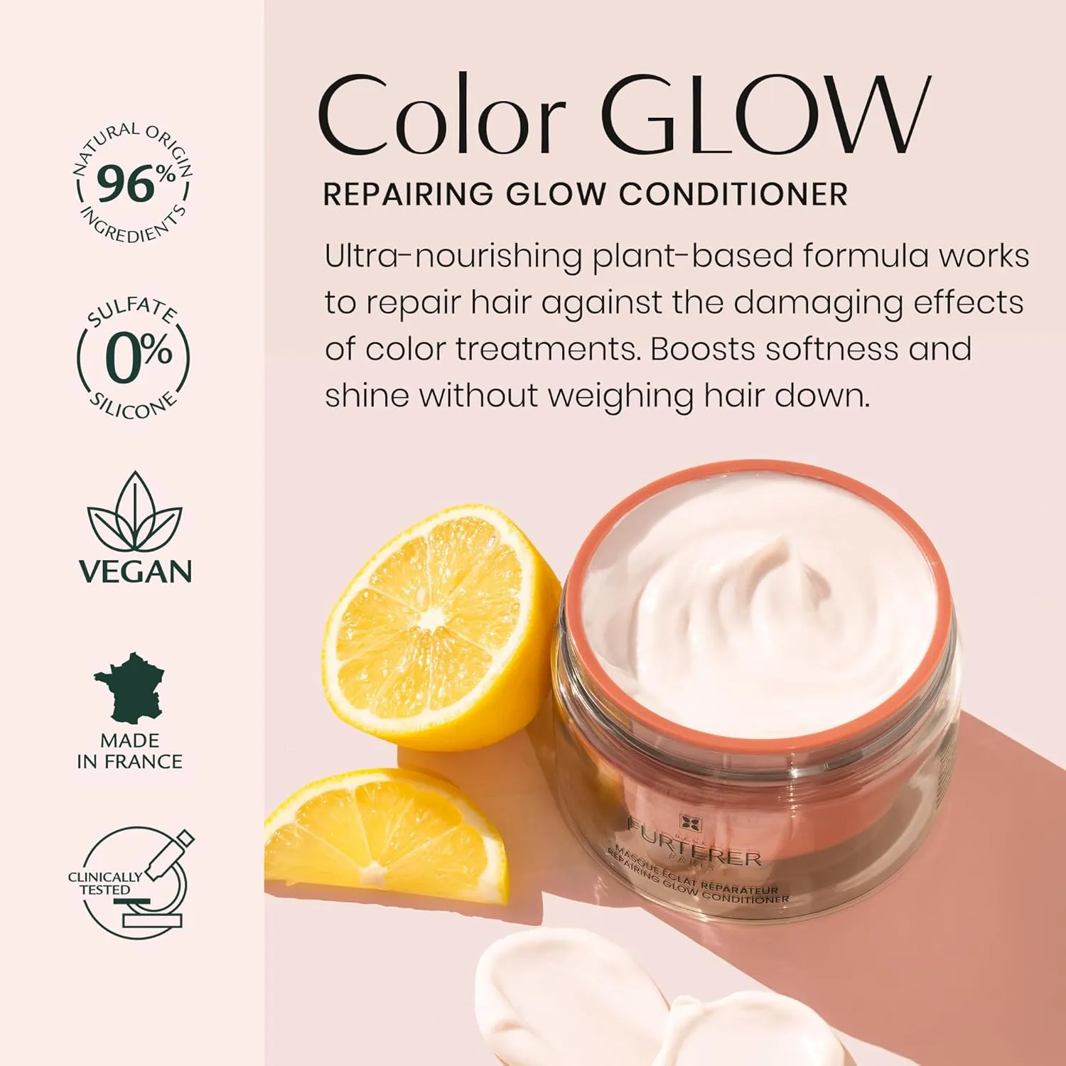 Rene Furterer Color Glow Repairing Glow Conditioner- Amino Acids & Lemon Essential Oil