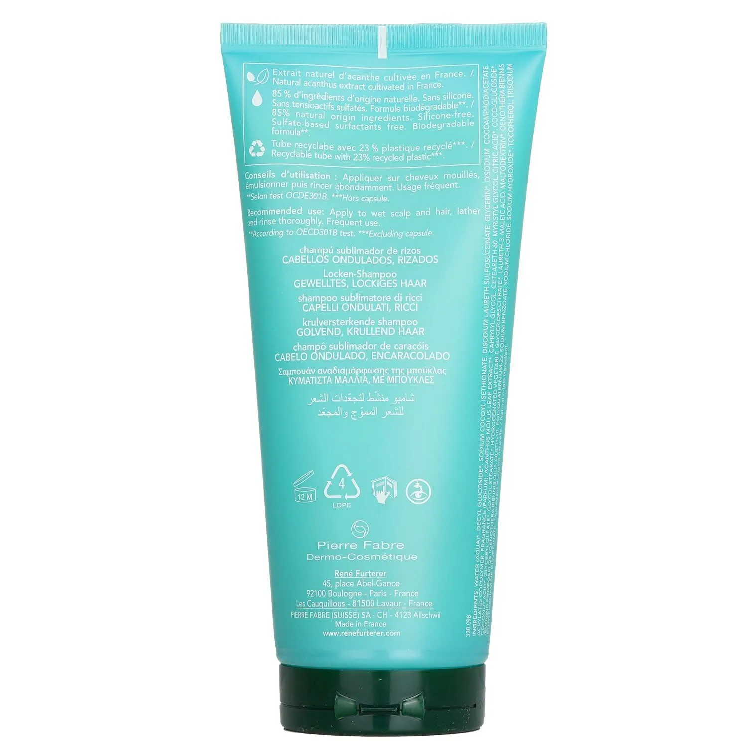 Rene Furterer SUBLIME CURL Curl Activating Shampoo - For Curly, Wavy Hair - Frizz Control
