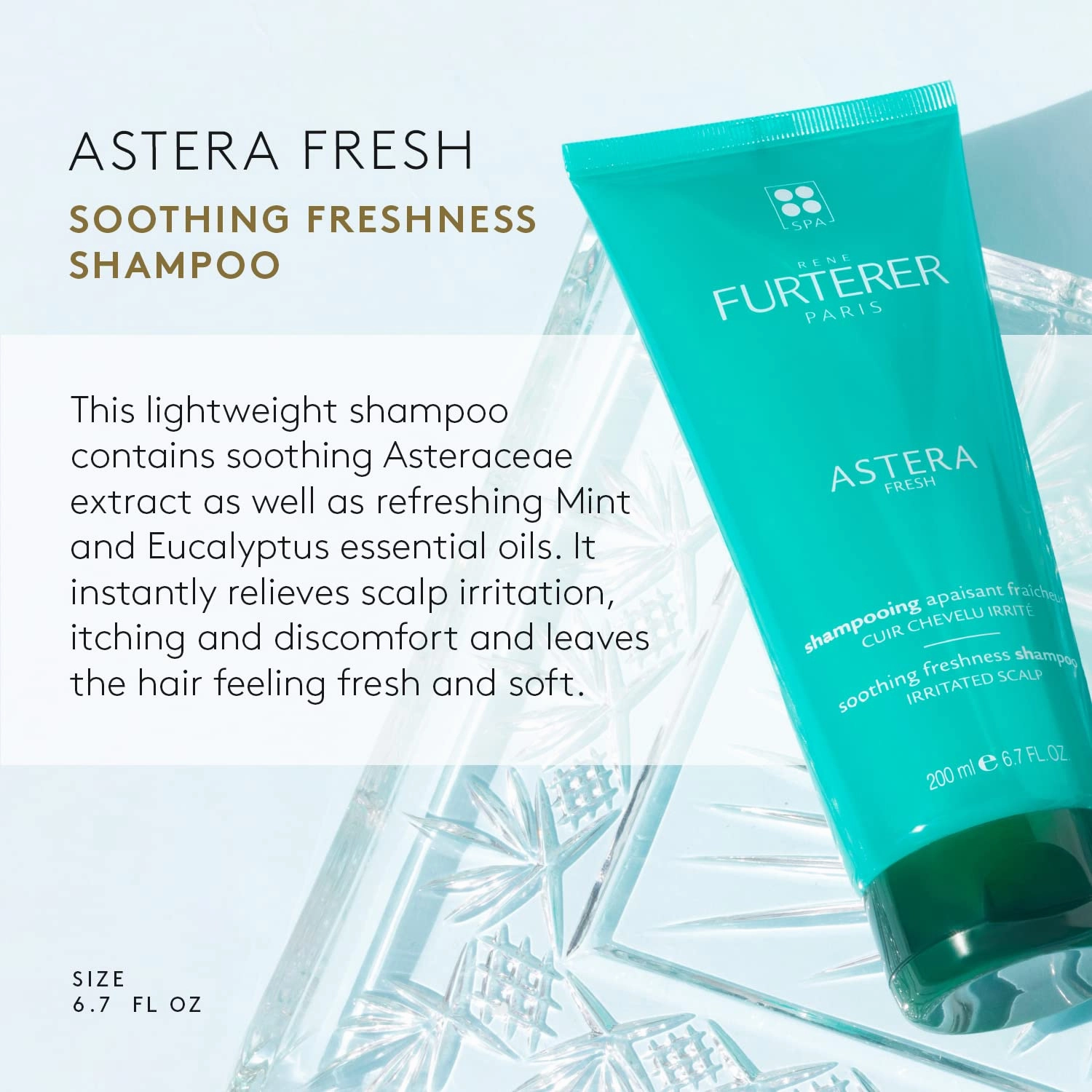 Rene Furterer ASTERA FRESH Soothing Freshness Shampoo - Relieve Sensitive Scalps - Mint & Eucalyptus - Paraben & Silicone-Free