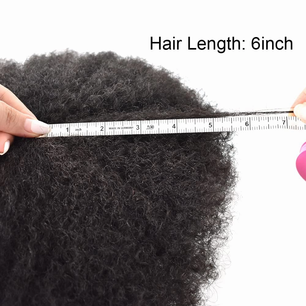 RESHE Afro Hair Unit for Black Men Afro Toupee Hair System for Black Men Brazilian Real Human Hair Toupee Transparent HD Lace Afro Hair Piece 8X10 6MM #1B10#1B OFF BLACK 10% GREY