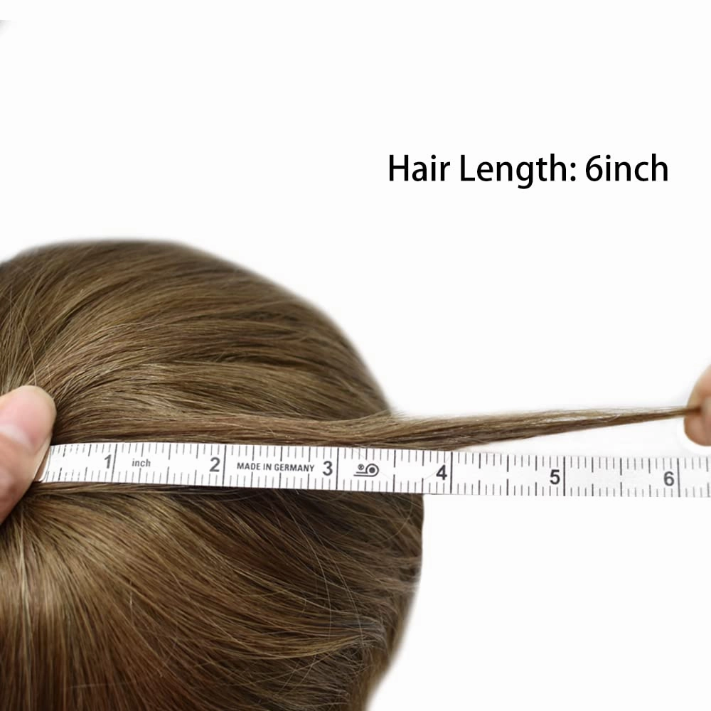 RESHE Hair System For Mens Toupee Human Hair Replacement System Durable Fine Welded Mono Lace Toupee for Men Hair Piece 8X10#17 Dark Ash Blonde 80% Density