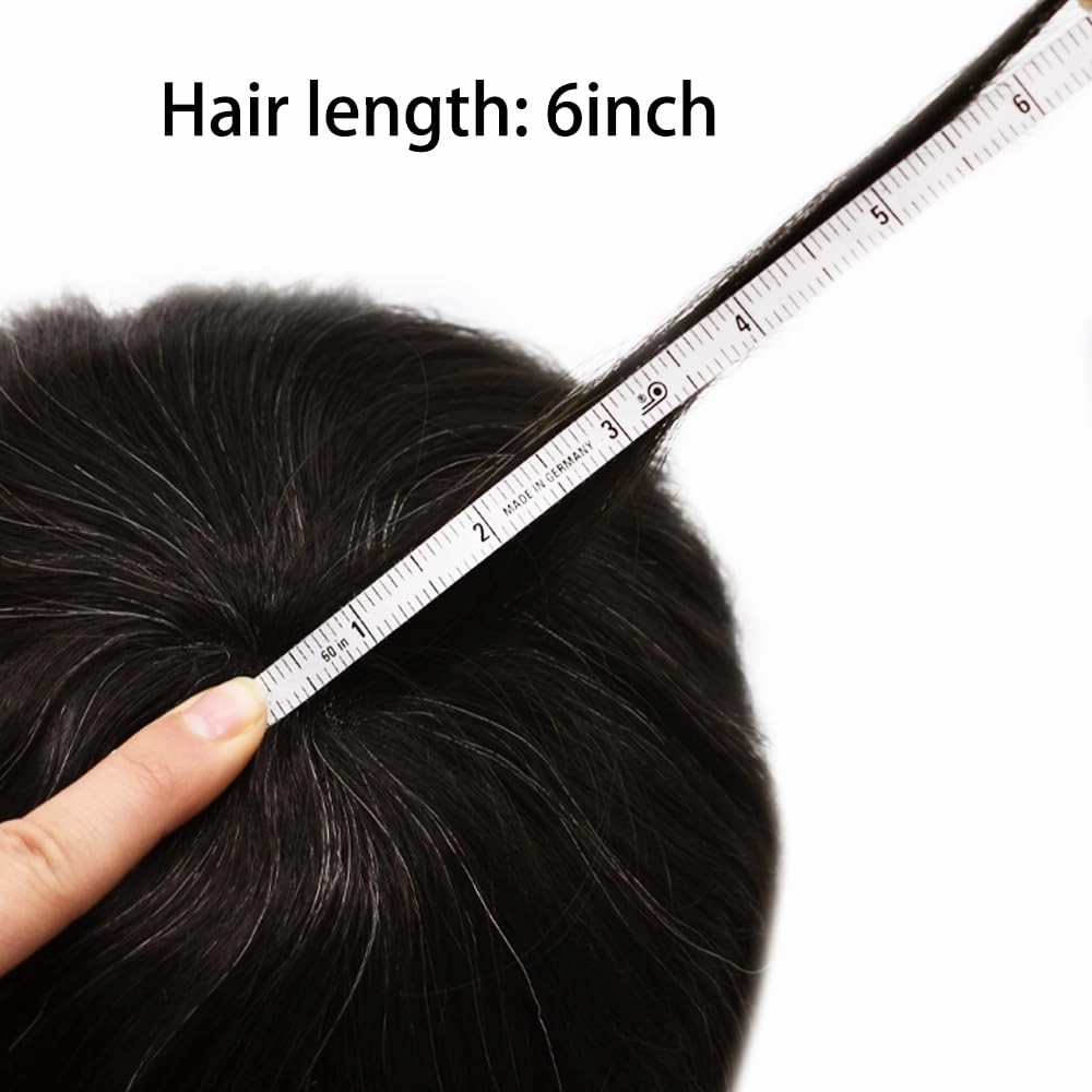 RESHE Lace Toupee for Mens Toupee Hair Pieces Fine Welded Lace Toupee For Mens Human Hair Replacement Systems For Mens Hair Piece 8X10#210#2 DARKEST BROWN 10% GREY 80% Density