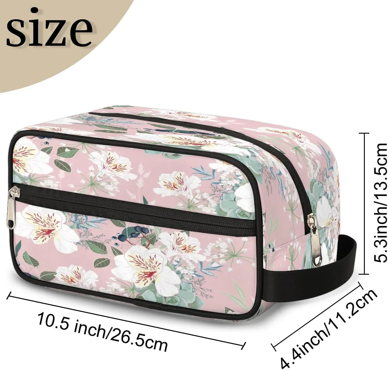Retro Flower Paint Travel Toiletry Bag for Women Men Small Cosmetic Makeup Organizer Water Resistant Shaving Bag Portable Make Up Bag Storage Bags with Handle