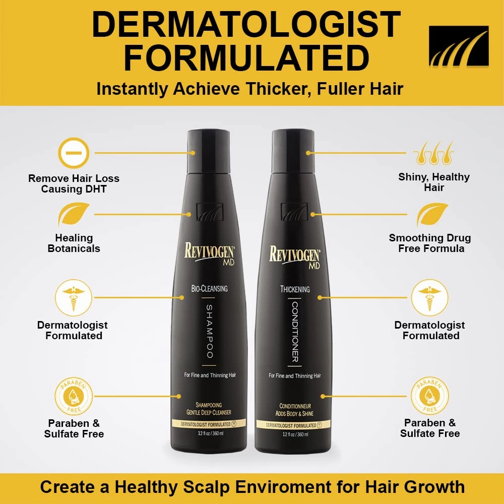 Revivogen MD Bio-Cleansing Shampoo and Conditioner for Thinning Hair, DHT Blocker Shampoo, Hair Loss Shampoo, Shampoo Thinning Hair, Conditioner for Thinning Hair, Hair Loss Conditioner 12oz