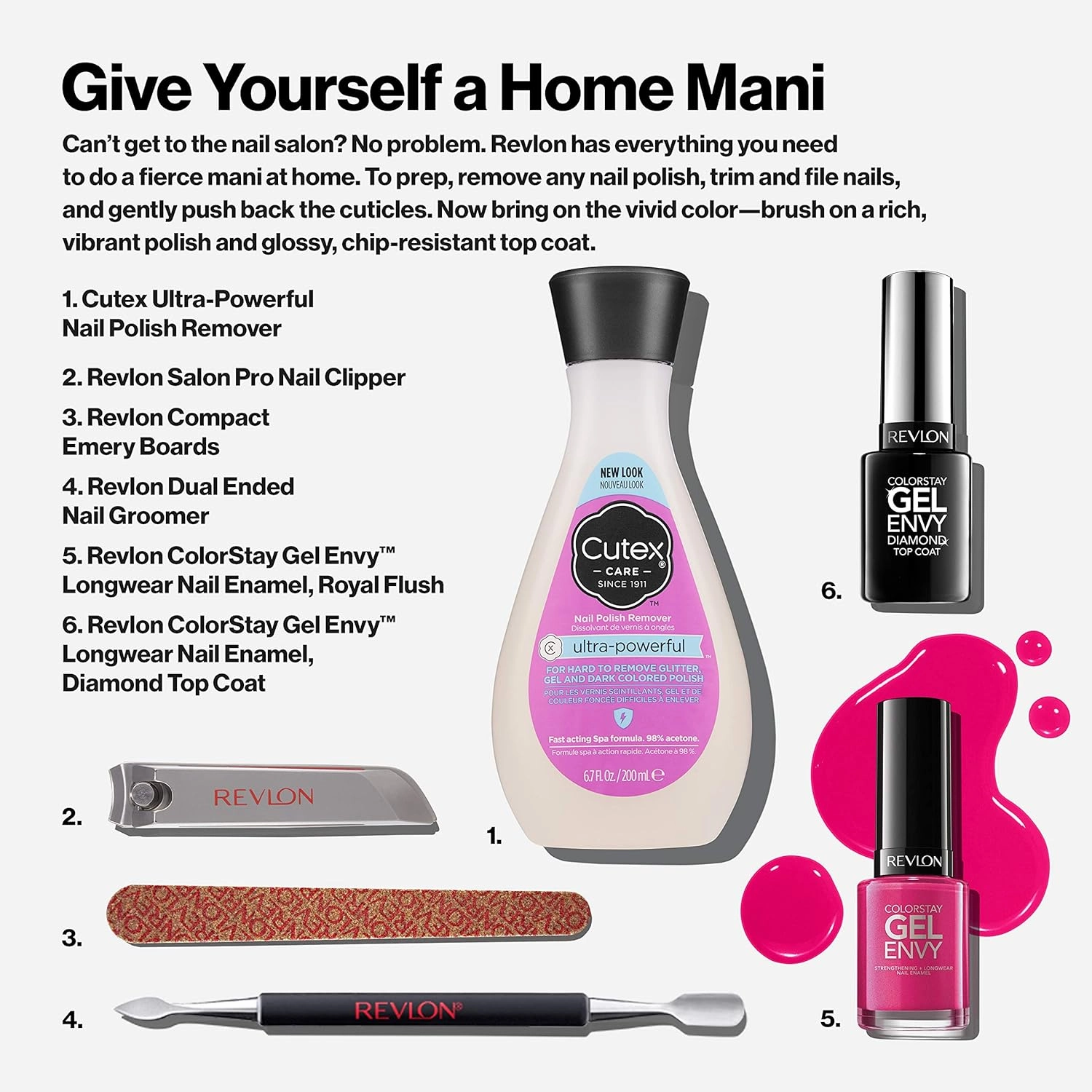 Revlon ColorStay Gel Envy Longwear Nail Polish, with Built-in Base Coat & Glossy Shine Finish, in Pink, 125 Vegas Baby, 0.4 oz