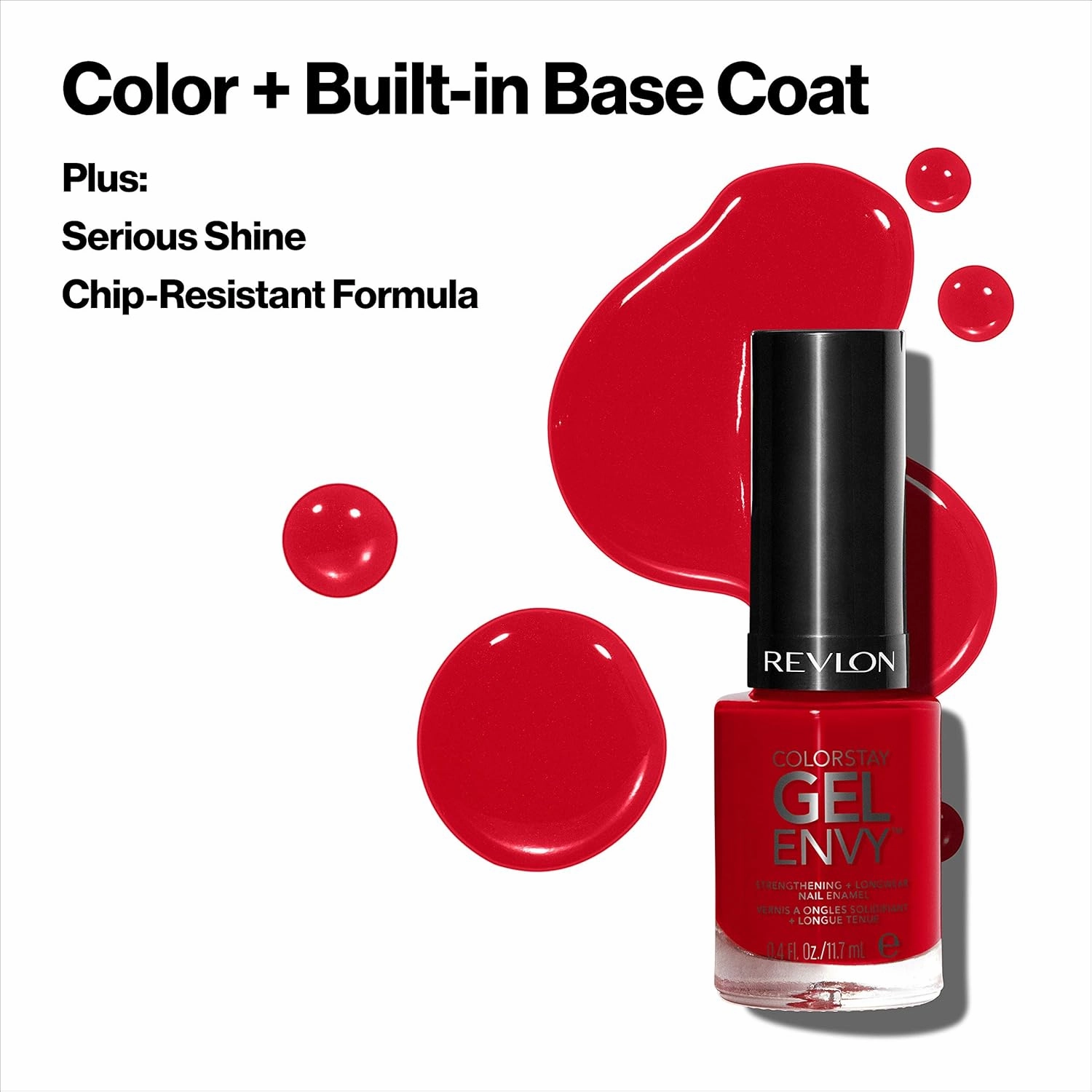 Revlon ColorStay Gel Envy Longwear Nail Polish, with Built-in Base Coat & Glossy Shine Finish, in Pink, 125 Vegas Baby, 0.4 oz