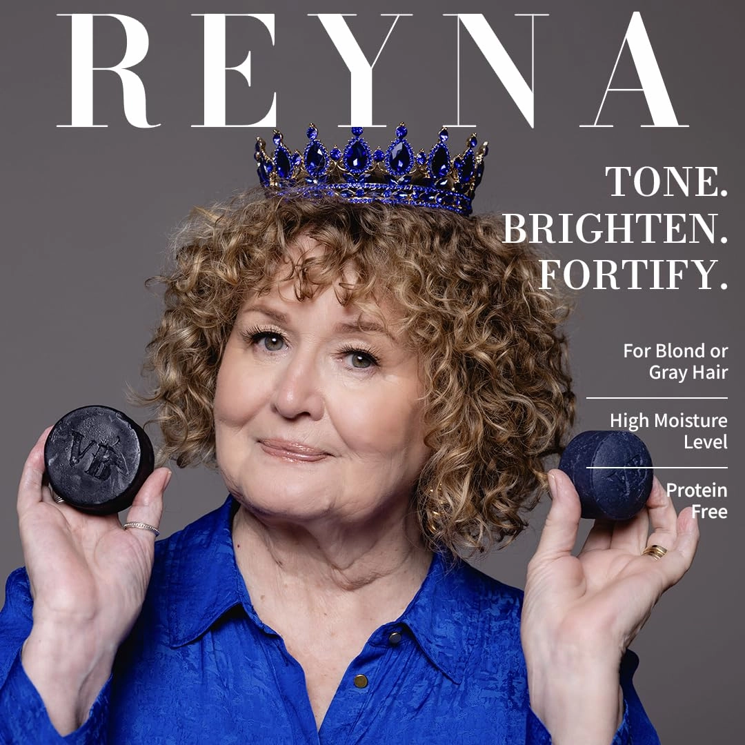 Reyna Solid Conditioner Bar for Curly Hair | All Natural Moisturizing Bar Conditioner for Dry Brittle Hair | Vegan, Sulfate Free, Paraben Free, Handmade in the USA (Blue Tansy Flower Scent)