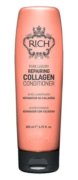 RICH Pure Luxury Repairing Collagen Conditioner for Dry & Damaged Hair - Deep Conditioning & Moisturizing Hair Repair Treatment - Hair Proteins, Collagen, Marula Oil & Macadamia Nut Oil - 6.75 Oz
