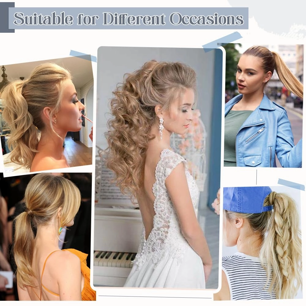 Rich Choices Claw Clip Ponytail Extension Human Hair Real Hair Ponytail Balayage Golden Brown Highlighted Bleach Blonde 14 Inch 105g One Piece Clip In Long Ponytail Hair Extension For Women #12P613