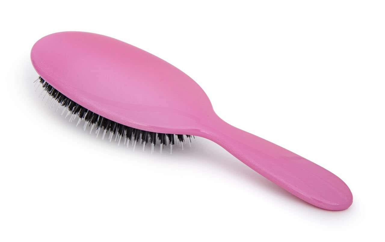 Rock & Ruddle Natural Mixed Bristle Hair Brush for Women and Kids (Luxury, 23.5 cm) - Perfect for Wet or Dry Hair, Detangling Smoothing Blowdrying - Designed & Made in UK (Tickled Pink)