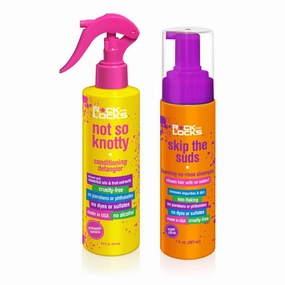 Rock the Locks | Pineapple Banana Conditioning Detangler & Foaming Rinse-free Shampoo Bundle for Kids | 7 fl. oz | Conditions & Detanglers, No Parabens or Phthalates or Sulfates, Cruelty-free