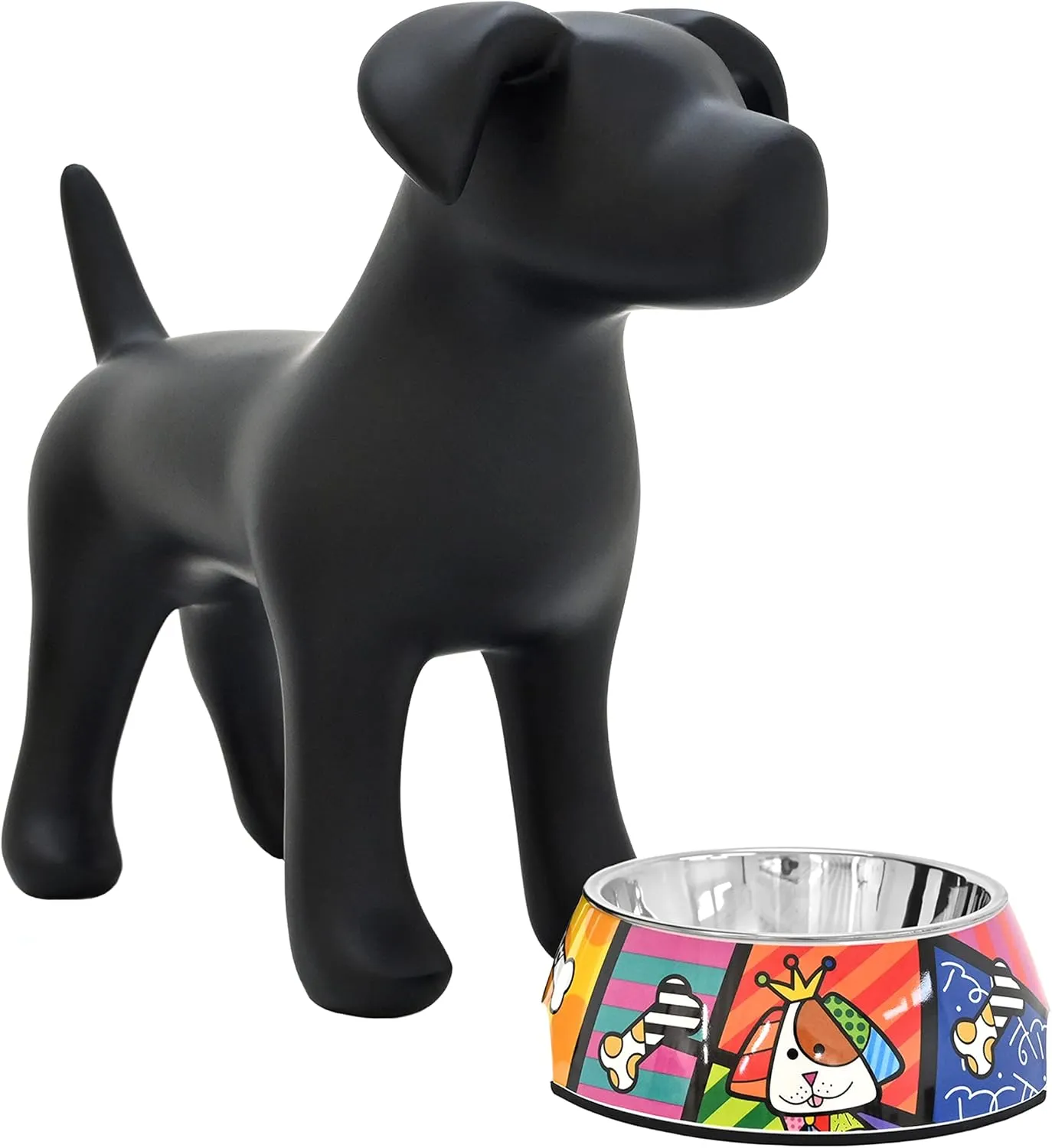 Romero Britto Pet Bowl - Artsy & Washable Food-Grade Stainless Steel Dish for Dogs & Cats, Dog Landscape, Perfect Portion for Food & Water, Great for Small, Medium, Large Breeds (Medium)