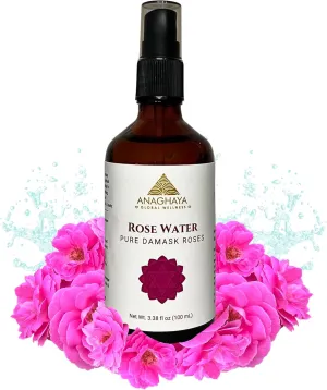 Rose Water Spray for Glowing Skin & Hair - 3.38 fl oz, Hydrating Facial Mist and Toner with Damask Rose for All Skin Types Natural Extract for Soothing and Refreshing Face