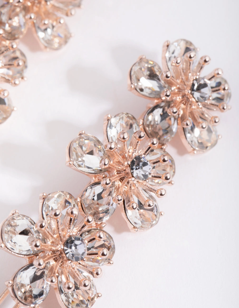 Rose Gold Diamante Trio Flower Pack Clip