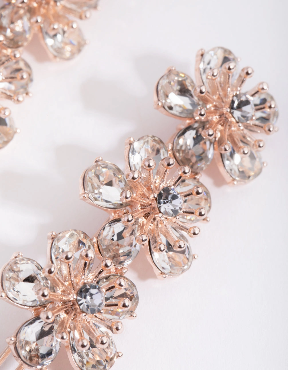 Rose Gold Diamante Trio Flower Pack Clip