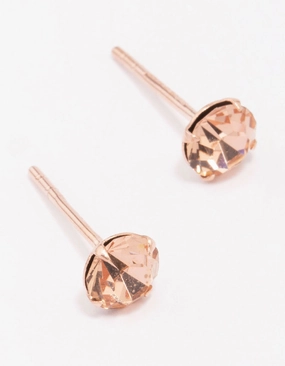 Rose Gold Plated Sterling Silver Czech Crystal Small Stud Earrings