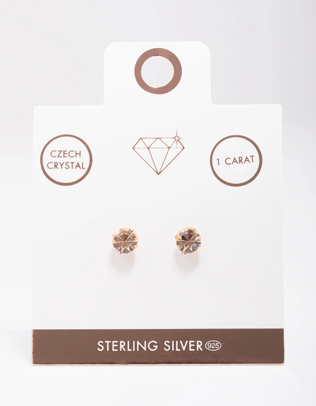 Rose Gold Plated Sterling Silver Czech Crystal Stud Earrings