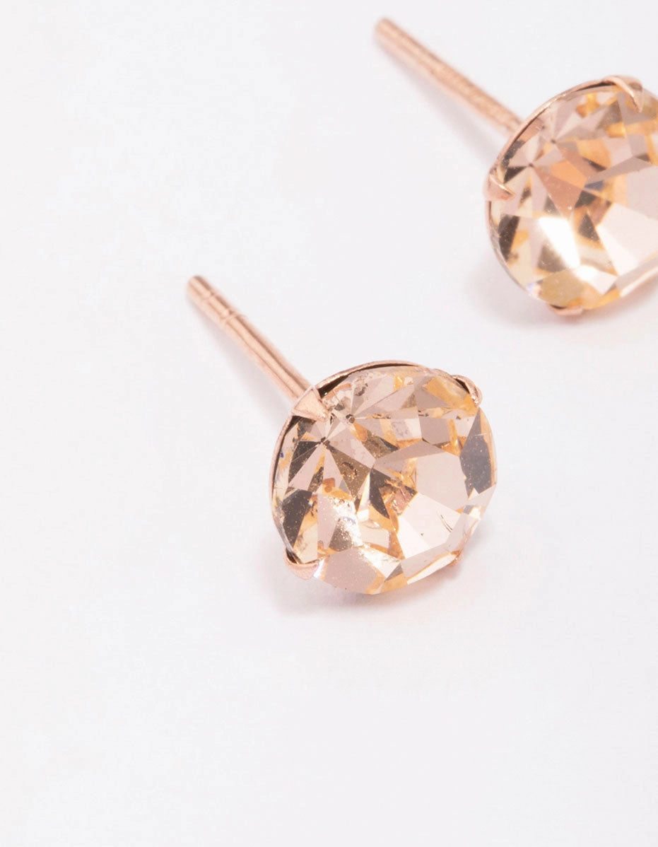 Rose Gold Plated Sterling Silver Czech Crystal Stud Earrings