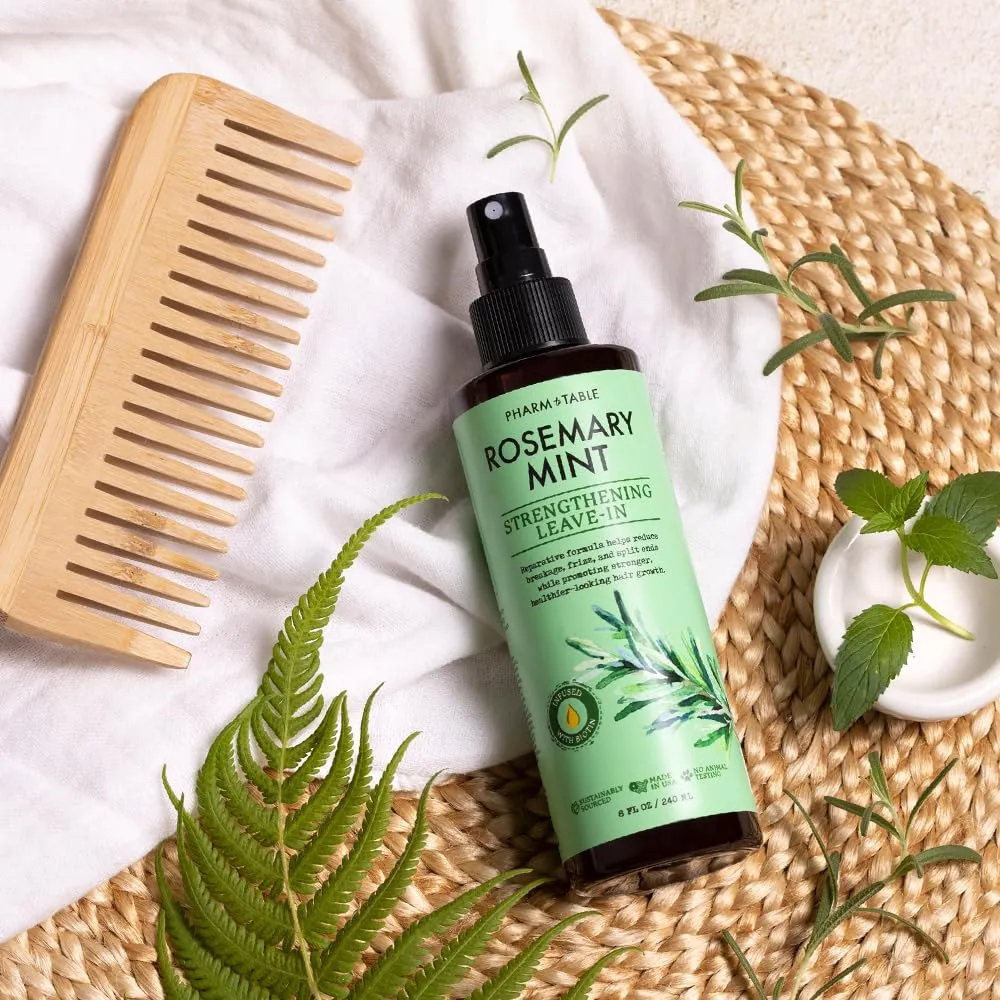 Rosemary & Mint Strengthening Leave-In Conditioner, Nourishes, Detangles & Fortifies Hair, Soothes Dry Scalp, 2-Pack, 240ml/8 fl oz Each