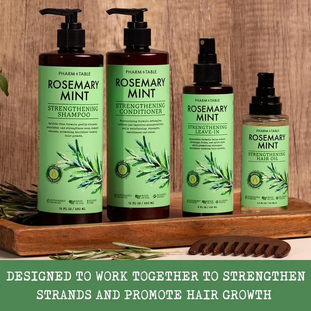 Rosemary & Mint Strengthening Leave-In Conditioner, Nourishes, Detangles & Fortifies Hair, Soothes Dry Scalp, 2-Pack, 240ml/8 fl oz Each