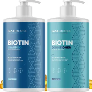 Rosemary Biotin Shampoo and Conditioner Set - Volumizing Shampoo and Conditioner for Thinning Hair for Women & Men with Nourishing B Vitamins - Color Safe Sulfate Paraben & Silicone Free (25 Fl Oz)