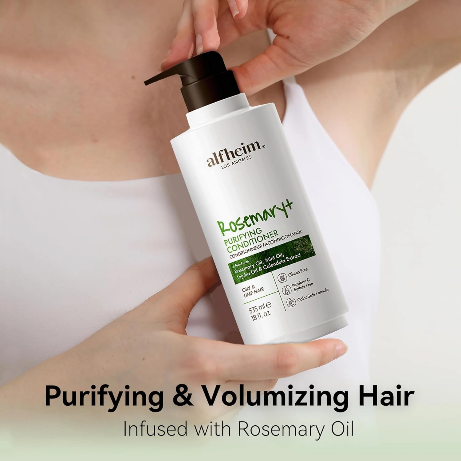 Rosemary  Conditioner | Sulfate-Free Lightweight Hydrating Conditioner for Oily Hair & Scalp | Infused with Rosemary & Peppermint Oil for Scalp Refresh & Hair Softness | 18 fl oz