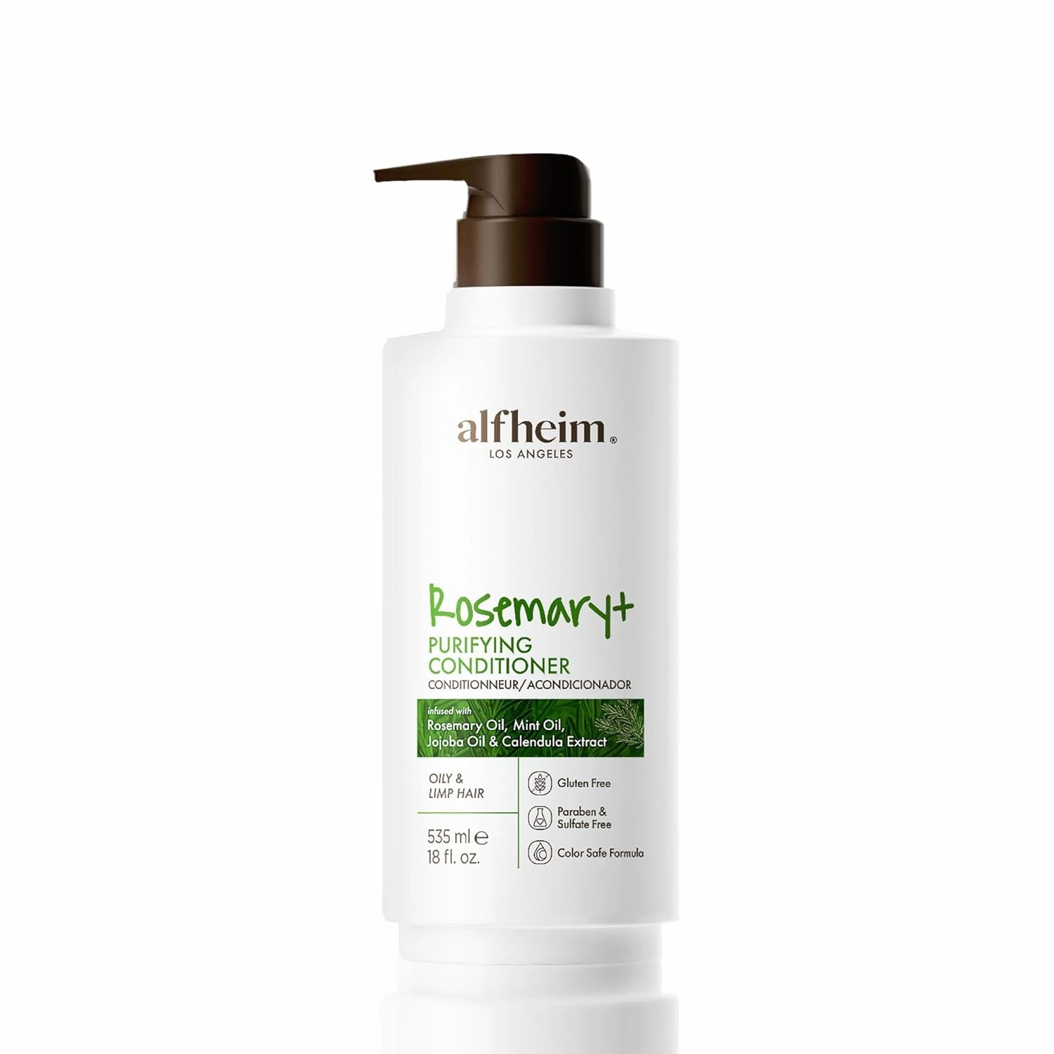 Rosemary  Conditioner | Sulfate-Free Lightweight Hydrating Conditioner for Oily Hair & Scalp | Infused with Rosemary & Peppermint Oil for Scalp Refresh & Hair Softness | 18 fl oz
