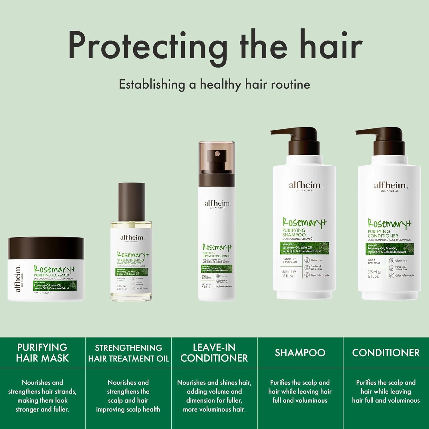 Rosemary  Shampoo & Conditioner Set | Rosemary & Peppermint Oil for Scalp Care & Oil Control | Jojoba & Calendula for Hydration & Shine | Sulfate-Free, Color-Safe | 18oz Each