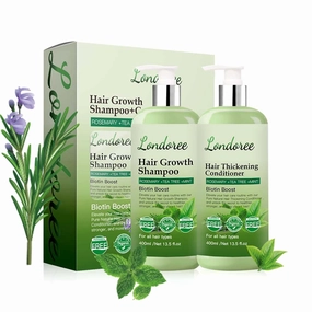 Rosemary Shampoo and Conditioner Set for Hair Growth – Biotin & Tea Tree Oil – Thickening & Strengthening Formula for Thinning Hair, Hair Loss, Scalp Therapy – 13.5 fl oz Each (400ml)