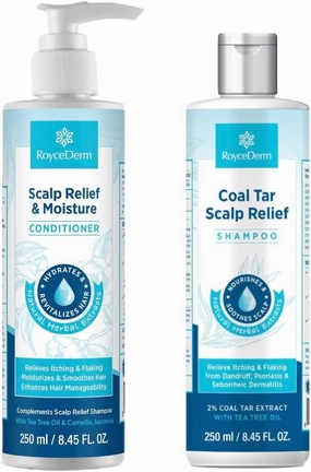 Roycederm Scalp Relief & Hydration Bundle: Medicated Psoriasis Shampoo   Scalp Moisture Conditioner