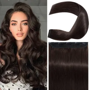 S-noilite Clip in Hair Extensions One Piece/5 Clips/3/4 Full Head Standard Weft Extensions 100% Remy Human Hair Straight 12 Inch/40g (#02 Dark Brown)