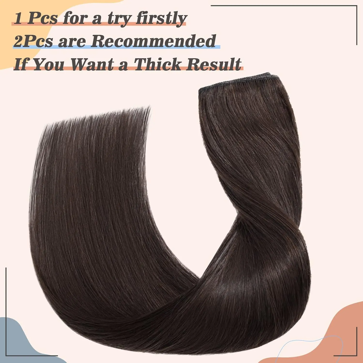 S-noilite Clip in Hair Extensions One Piece/5 Clips/3/4 Full Head Standard Weft Extensions 100% Remy Human Hair Straight 12 Inch/40g (#02 Dark Brown)