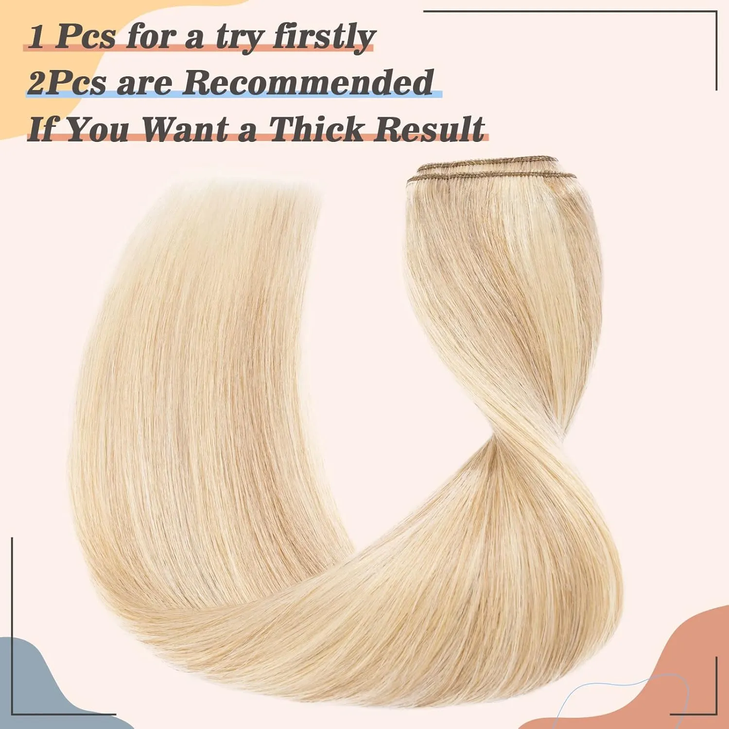 S-noilite One Piece Clip in Hair Extensions Real Human Hair Balayage One Piece/5 Clips 3/4 Full Head One Piece Human Hair Extensions Clip ins One Weft Hair #Ash Blonde/Bleach Blonde 16"-45g