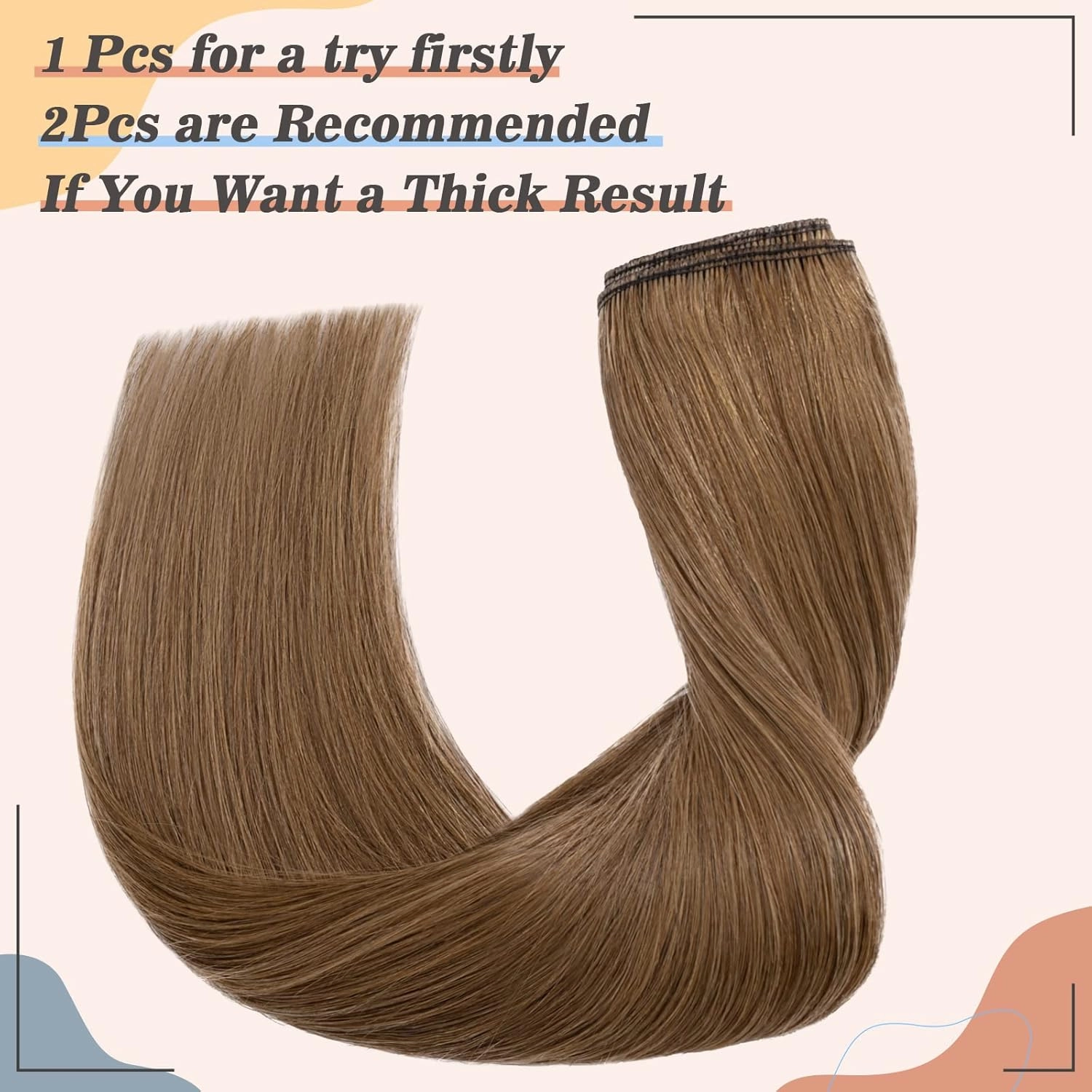 S-noilite Clip in Hair Extensions - Human Hair Piece/5 Clips/3/4 Full Head Standard Weft - 100% Remy Human Hair Straight - 12 Inch/40g (#06 Light Brown)