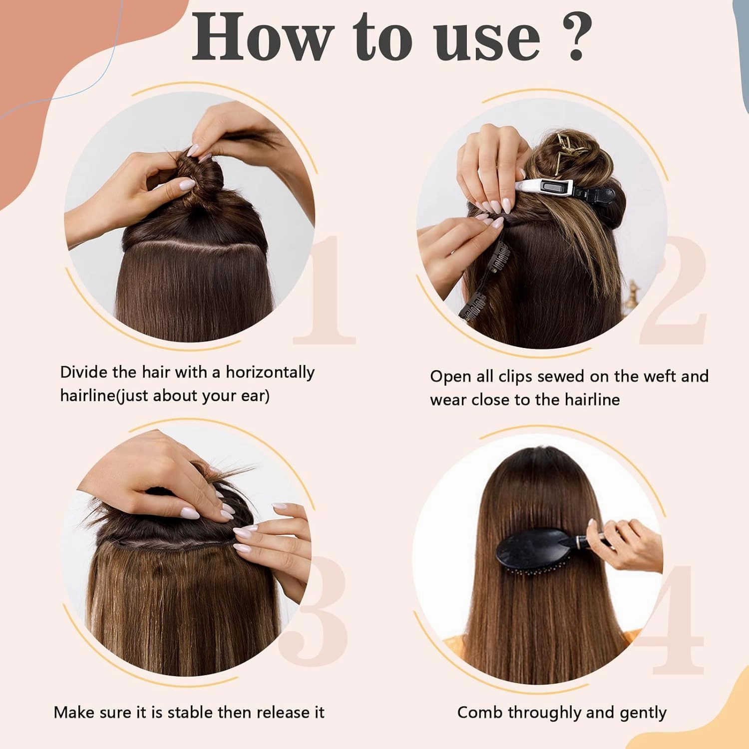S-noilite Clip in Hair Extensions - Human Hair Piece/5 Clips/3/4 Full Head Standard Weft - 100% Remy Human Hair Straight - 12 Inch/40g (#06 Light Brown)