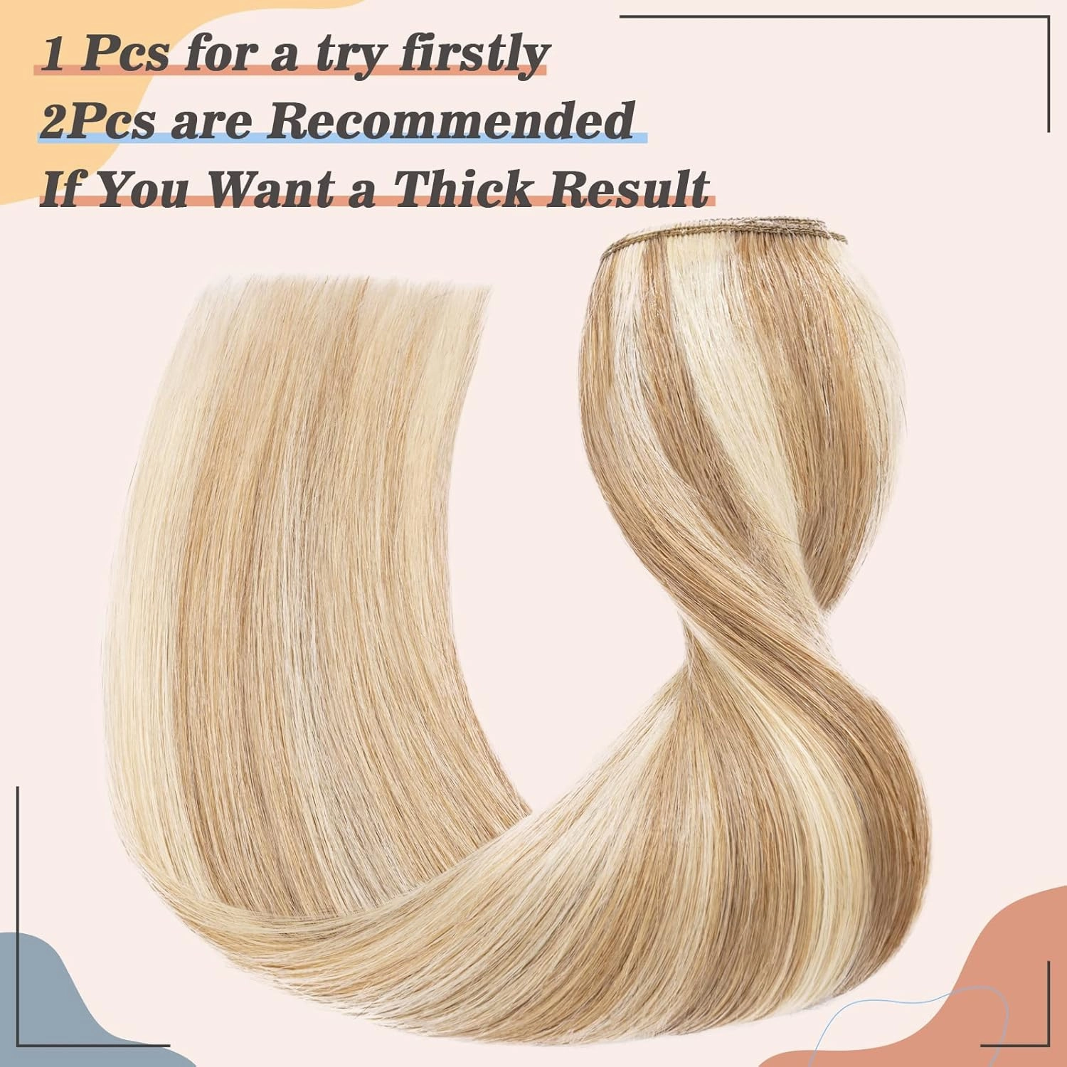S-noilite Clip in Human Hair Extensions - Balayage One Piece/5 Clips/3/4 Full Head Standard Weft - 100% Human Hair - 10 Inch/40g (#12/613 Golden Brown/Bleach Blonde)