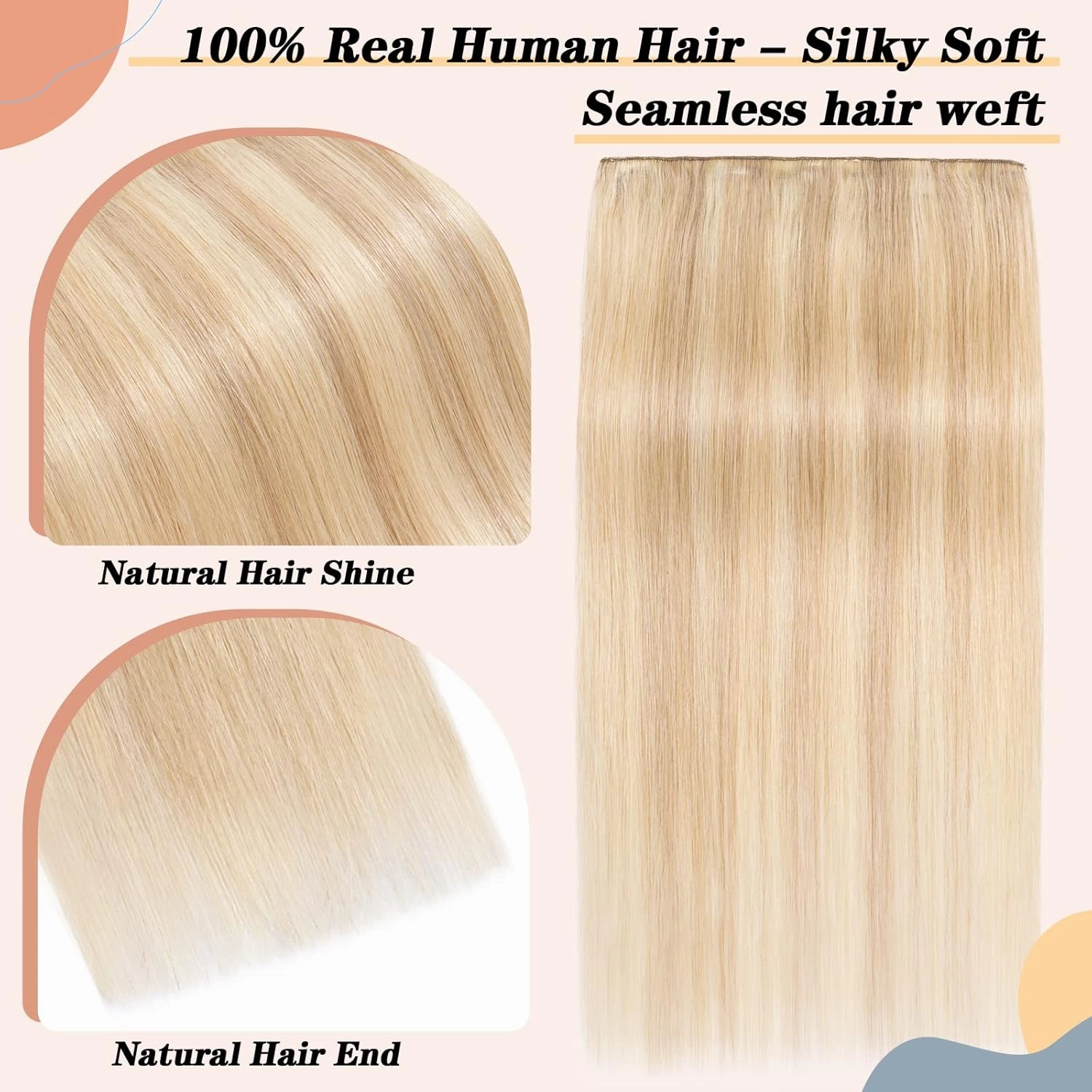 S-noilite Real Human Hair Clip in Extensions - Balayage One Piece/5 Clips 3/4 Full Head - 10 Inch/40g (#18/613 Ash Blonde/Bleach Blonde)