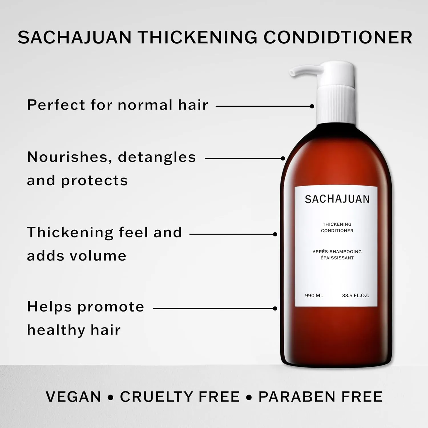 SACHAJUAN Thickening Hair Conditioner, Volumizing, Heat & UV Protectants, Shine & Smooth Volume, Paraben-Free