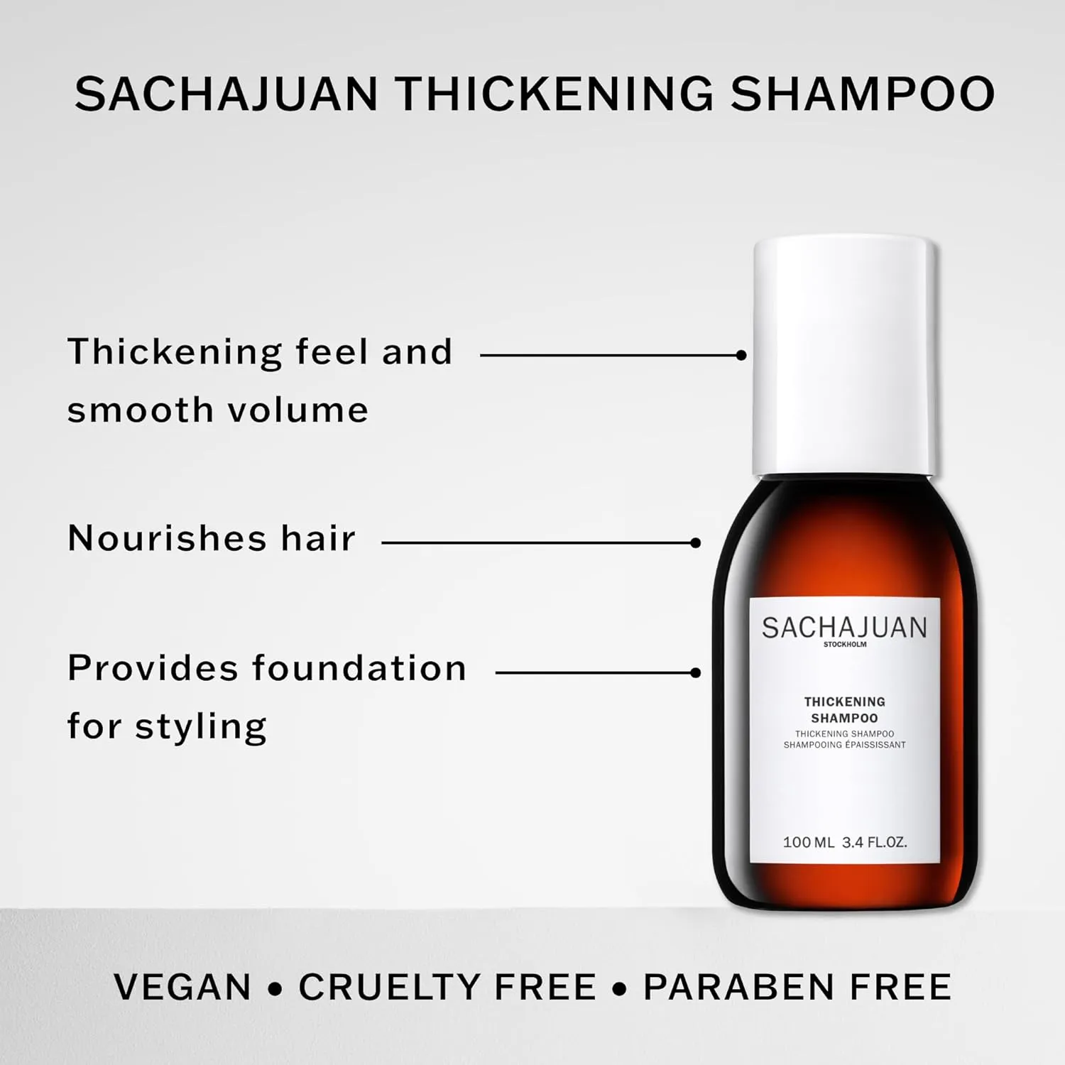 SACHAJUAN Thickening Hair Shampoo, Volumizing, Heat & UV Protectants, Shine & Smooth Volume, Paraben-Free