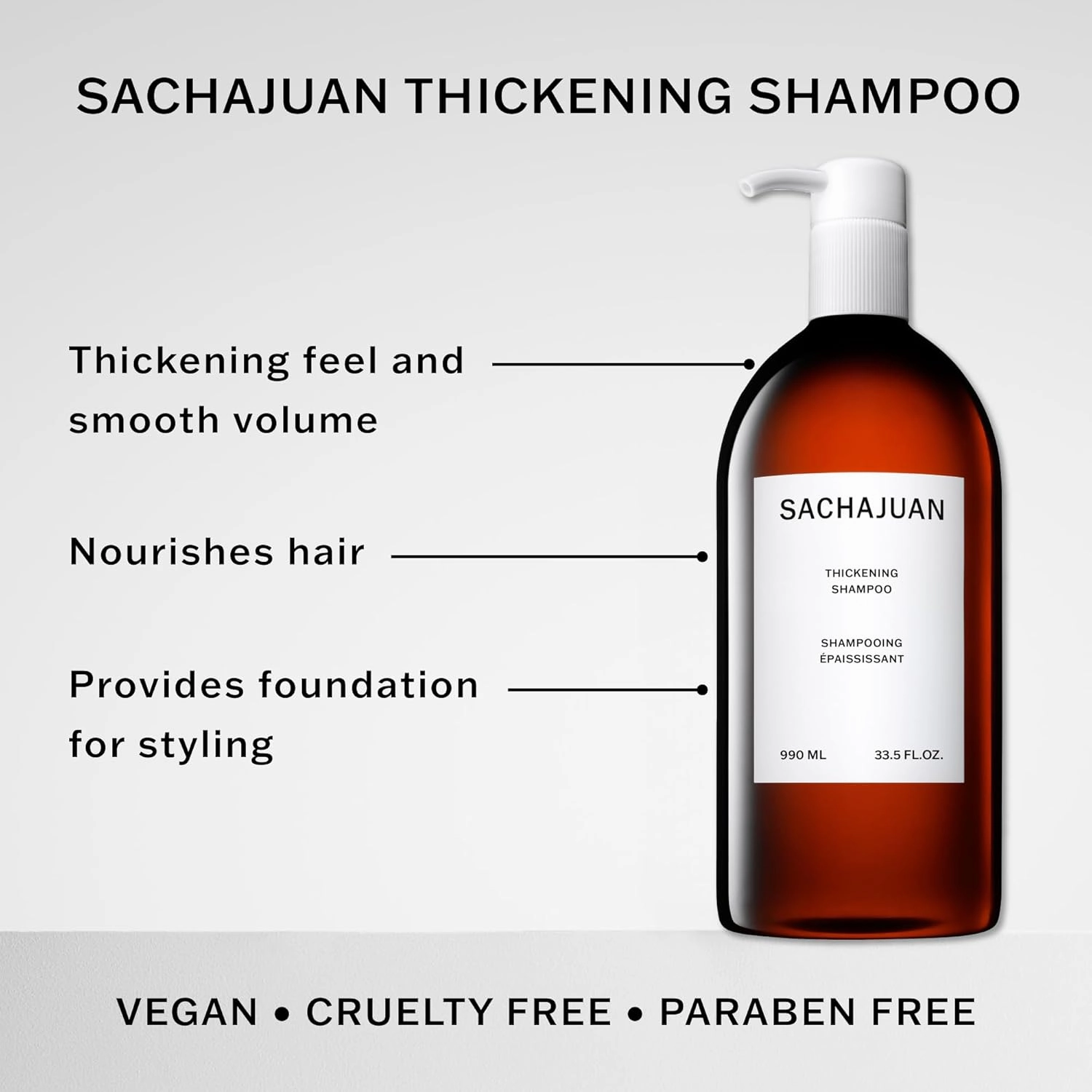 SACHAJUAN Thickening Hair Shampoo, Volumizing, Heat & UV Protectants, Shine & Smooth Volume, Paraben-Free