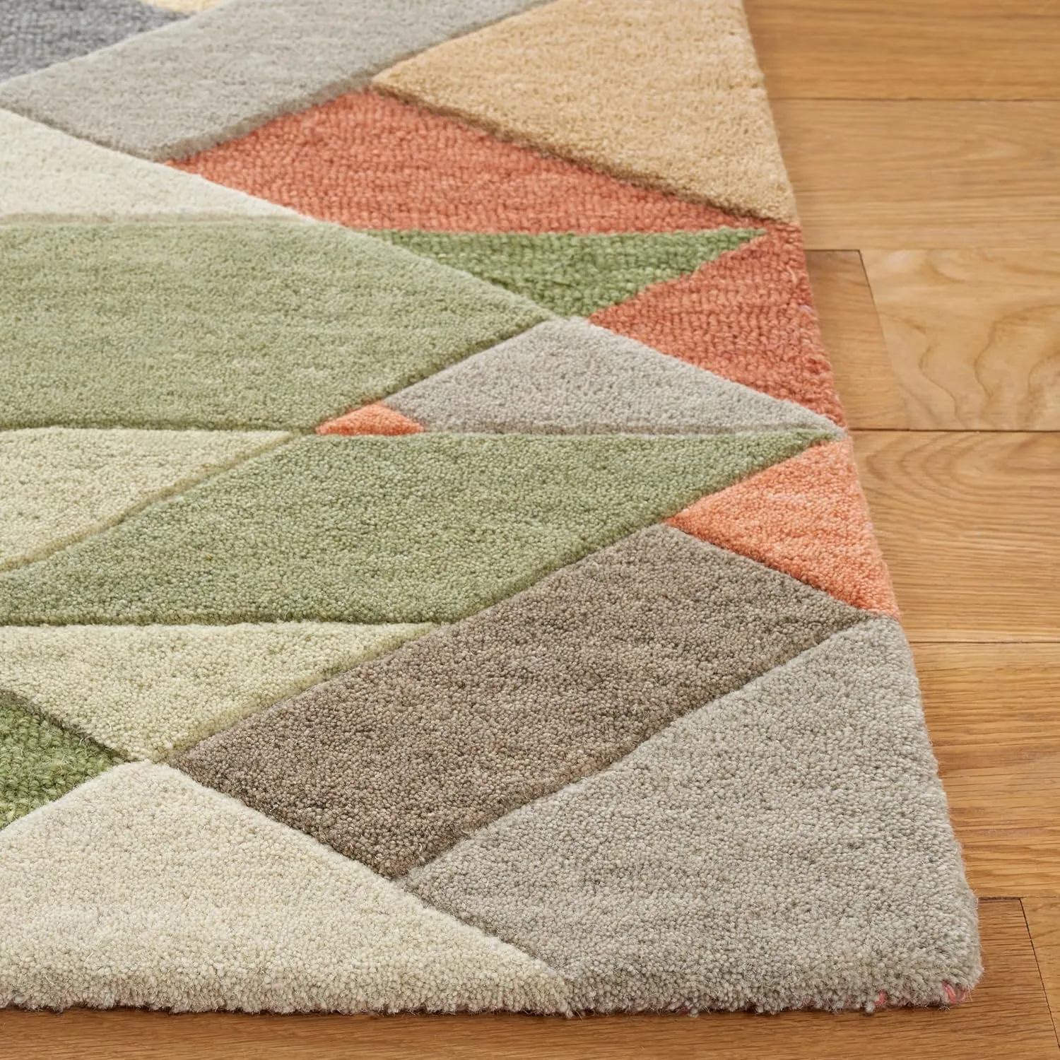 Safavieh Rodeo Drive Collection Area Rug - 4' x 6', Grey & Blush, Geometric Design, Handmade Wool, Ideal for High Traffic Areas in Living Room, Bedroom, Dining (RD454F-4)