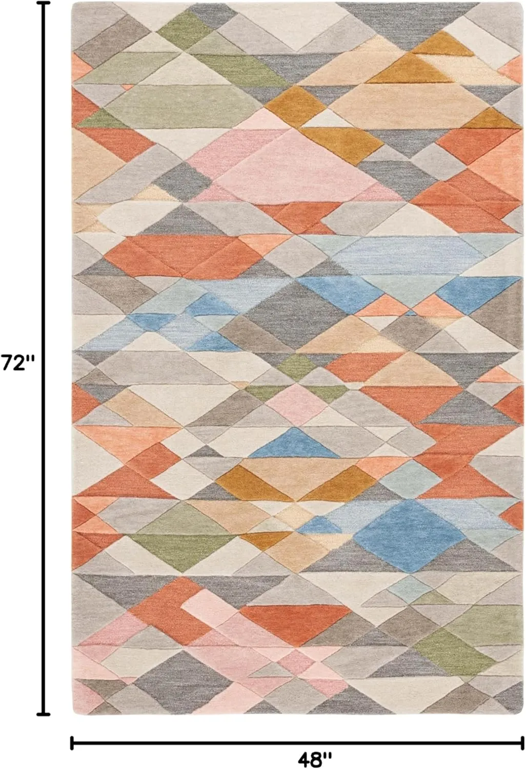 Safavieh Rodeo Drive Collection Area Rug - 4' x 6', Grey & Blush, Geometric Design, Handmade Wool, Ideal for High Traffic Areas in Living Room, Bedroom, Dining (RD454F-4)