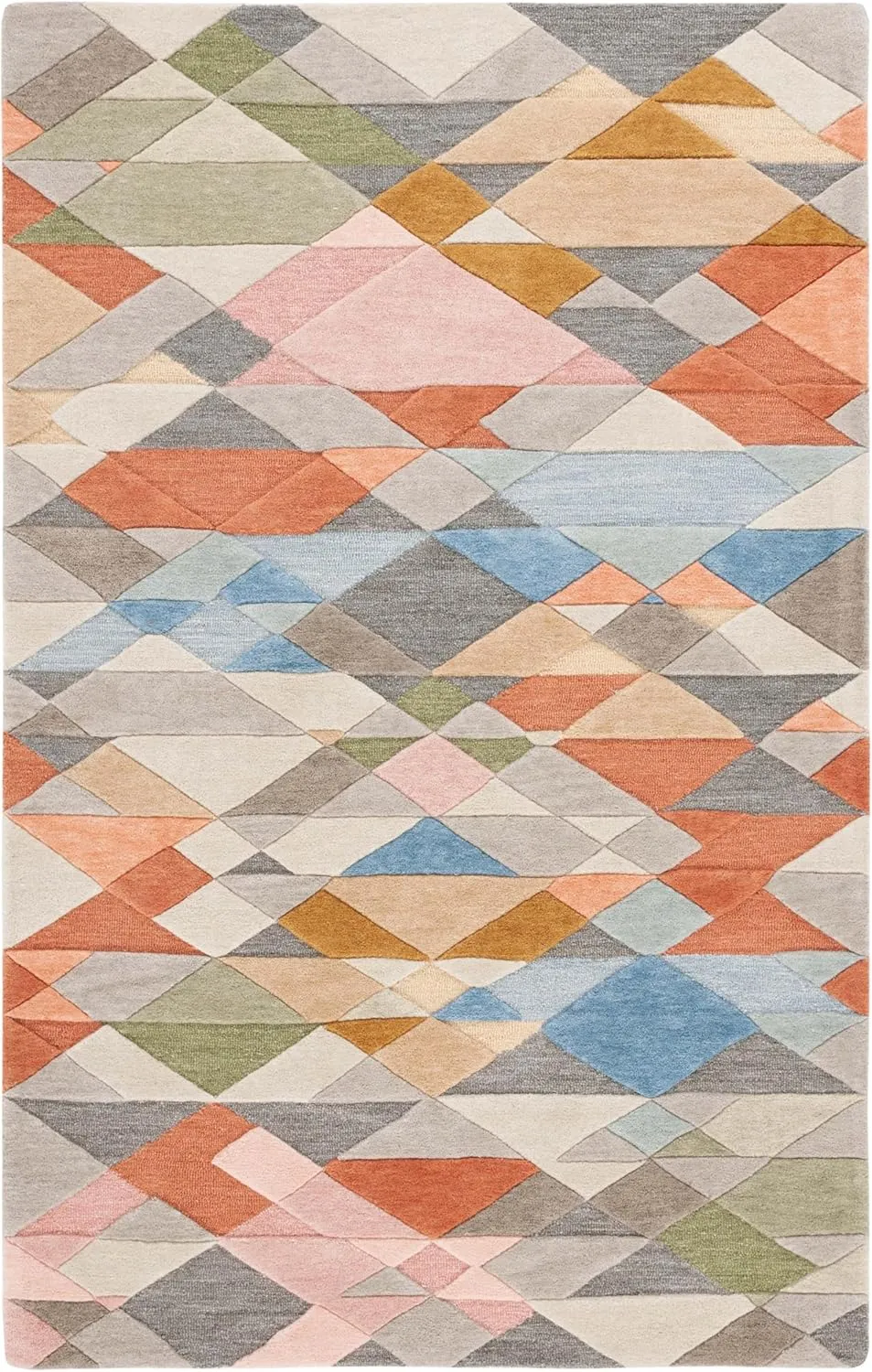 Safavieh Rodeo Drive Collection Area Rug - 4' x 6', Grey & Blush, Geometric Design, Handmade Wool, Ideal for High Traffic Areas in Living Room, Bedroom, Dining (RD454F-4)