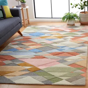Safavieh Rodeo Drive Collection Area Rug - 5' x 8', Grey & Blush, Geometric Design, Handmade Wool, Ideal for High Traffic Areas in Living Room, Bedroom, Dining (RD454F-5)