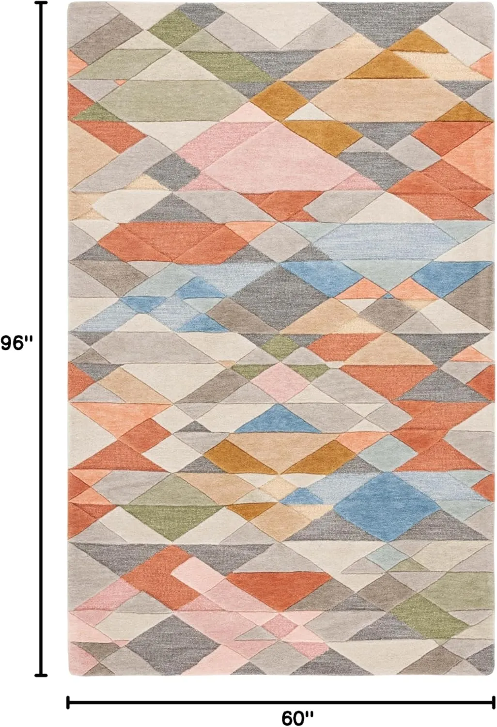 Safavieh Rodeo Drive Collection Area Rug - 5' x 8', Grey & Blush, Geometric Design, Handmade Wool, Ideal for High Traffic Areas in Living Room, Bedroom, Dining (RD454F-5)