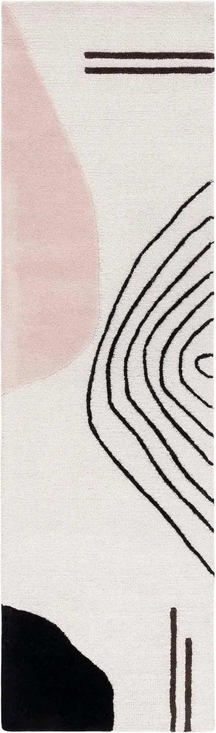 SAFAVIEH Rodeo Drive Collection Runner Rug - 2'3" x 6', Ivory & Blush, Mid-Century Modern Design, Handmade Wool, Ideal for High Traffic Areas in Living Room, Bedroom, Dining (RD860U-26)