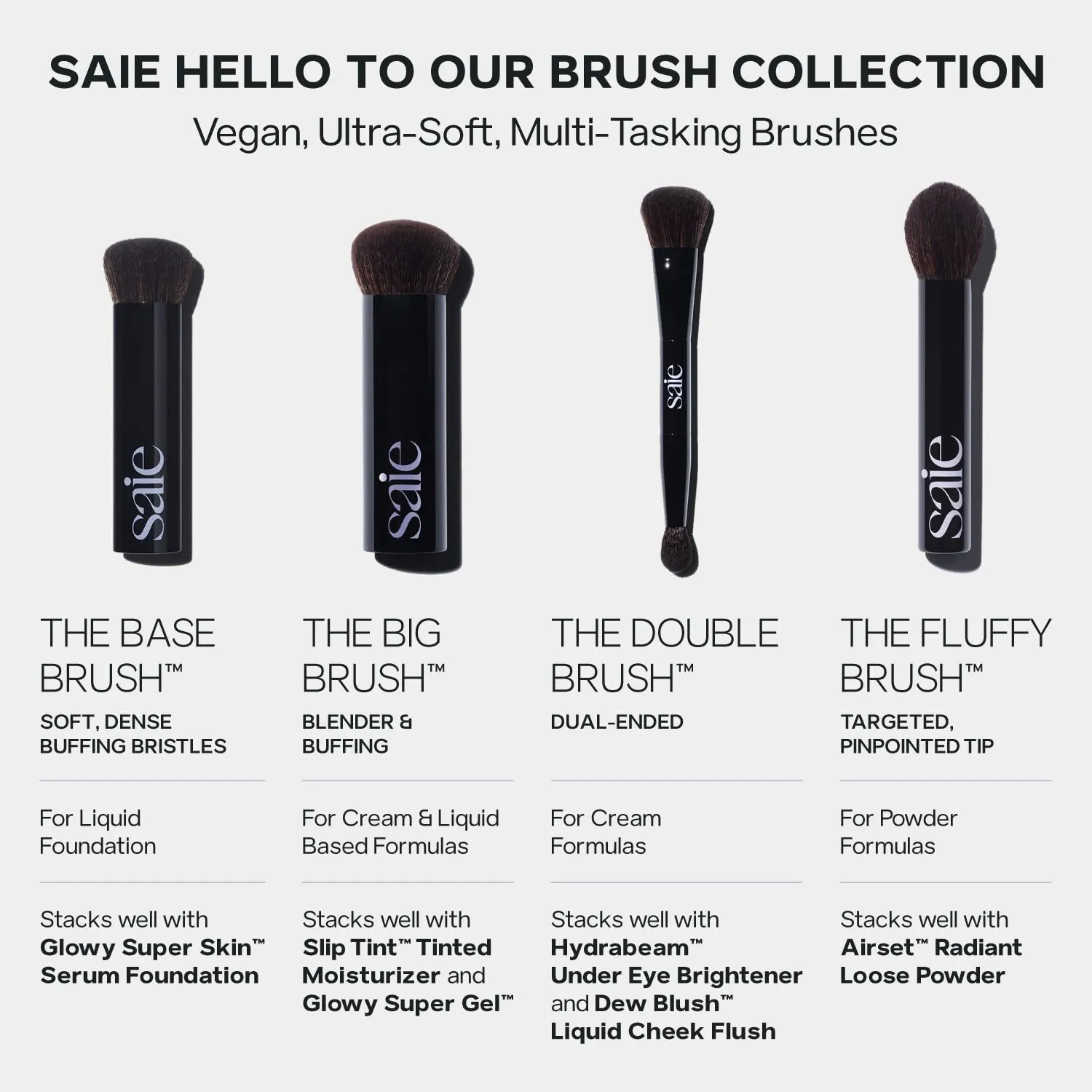 Saie The Base Brush - Ultra-Soft Foundation Brush for Liquid Makeup - Dense Complexion   Blending Brush with Cruelty-Free, Synthetic Bristles (1 Count)
