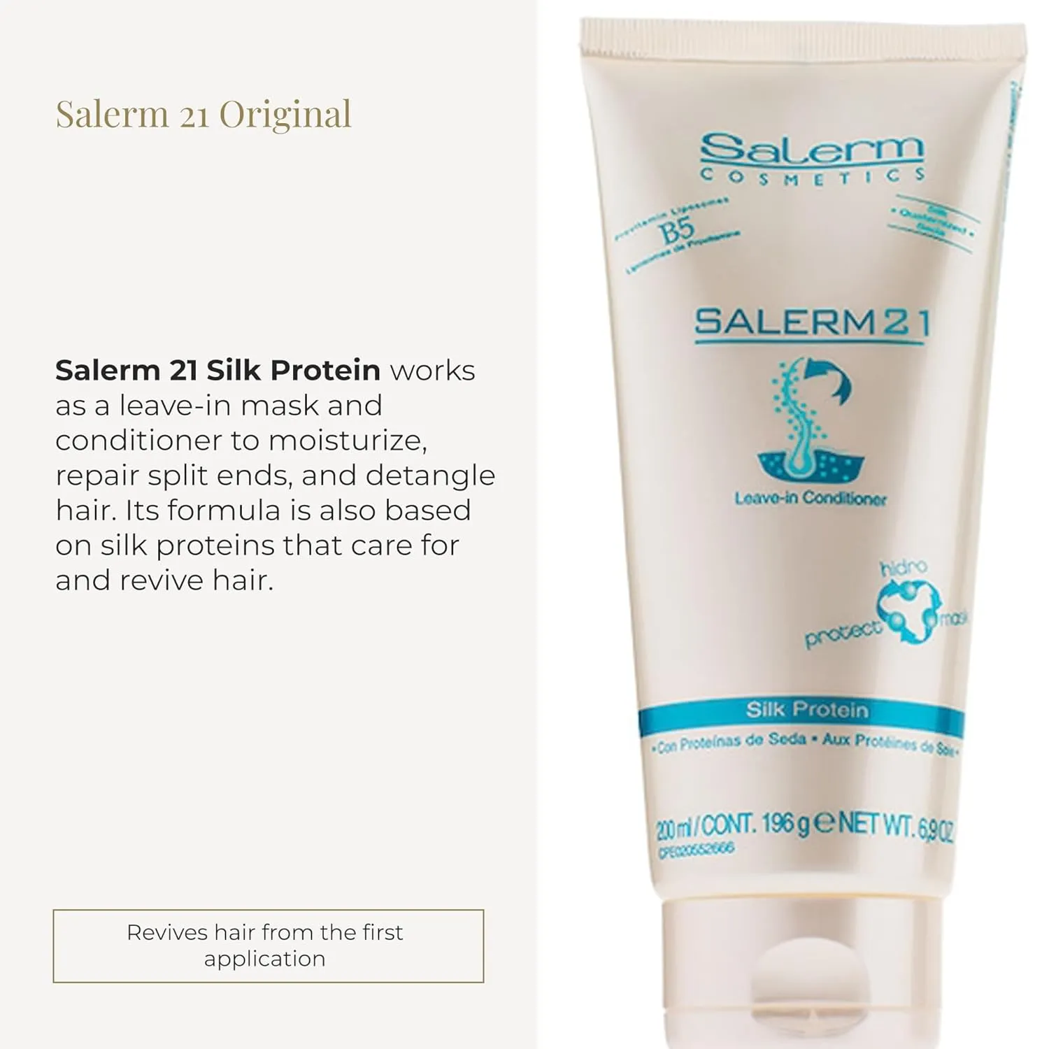 SALERM - Instant Hair Conditioner 21 Silk Protein - 200 ml - Leave-In or Rinse-Out Conditioner - with Silk Proteins - Heat Protector and Hydrating