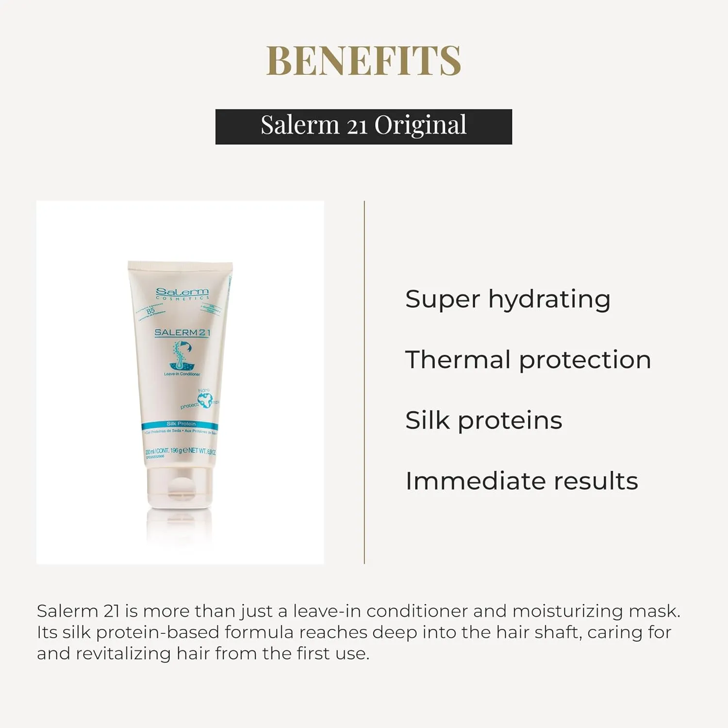 SALERM - Instant Hair Conditioner 21 Silk Protein - 200 ml - Leave-In or Rinse-Out Conditioner - with Silk Proteins - Heat Protector and Hydrating